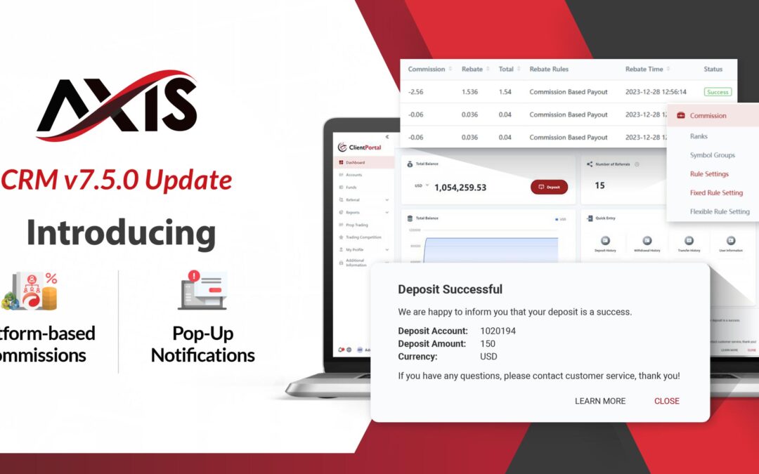AXIS CRM v7.5.0 Update – Platform-Based Comms and Popup Notifications
