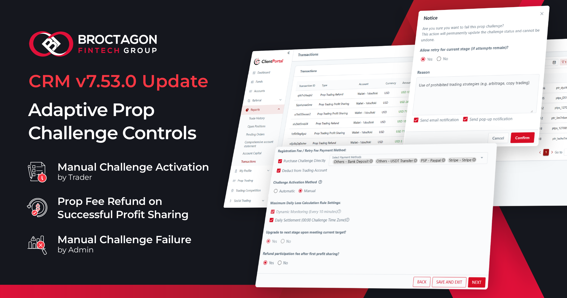 AXIS Forex Broker CRM v7.53.0 – Adaptive Prop Challenge Controls